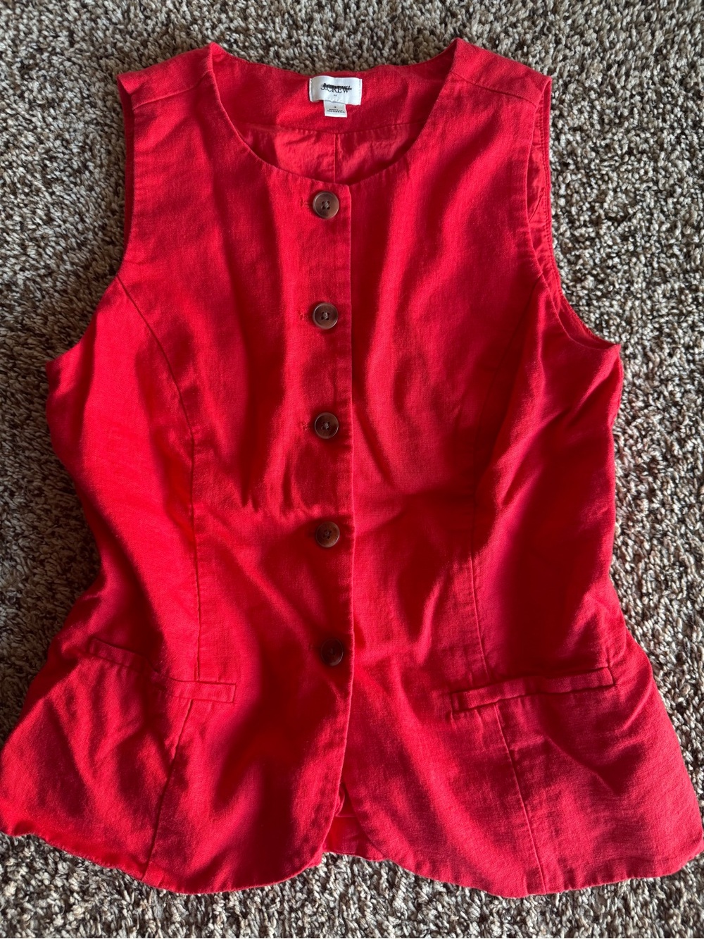 J CREW linen blend vest (tomatoe red) size 2